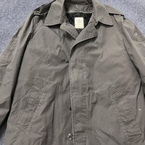 Vintage US Military Coat Mens 38R Black All Weather Trench Removable Liner 80s
